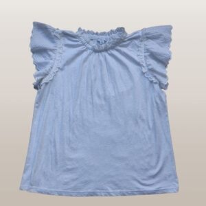 NEW Crown & Ivy White Romantic Eyelet Ruffle Blouse Large Cottagecore Coquette